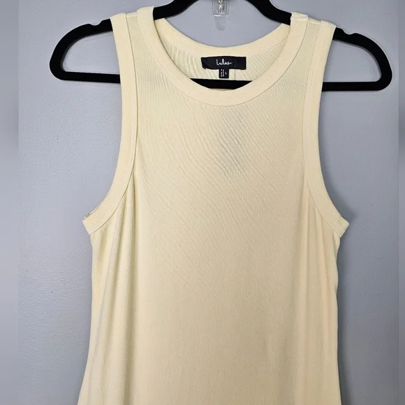 Lulus Majorly Trendy Light Yellow Ribbed Bodycon Midi Dress, Size Large - Picture 7 of 9